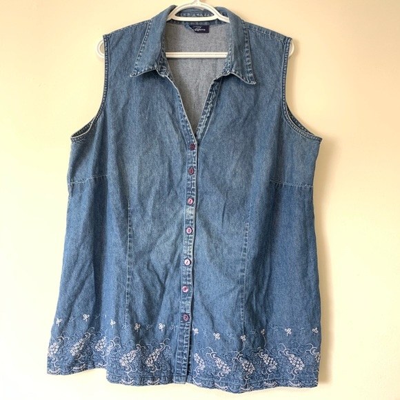 Penningtons Sleeveless Denim Jeans Blouse - Picture 1 of 7